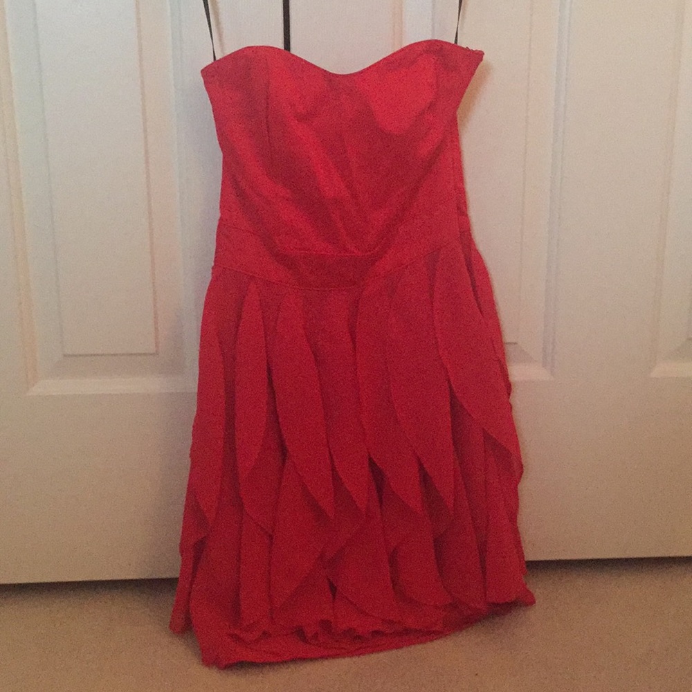 French Connection Red Candice Ruffle Dress - Picture 2 of 4